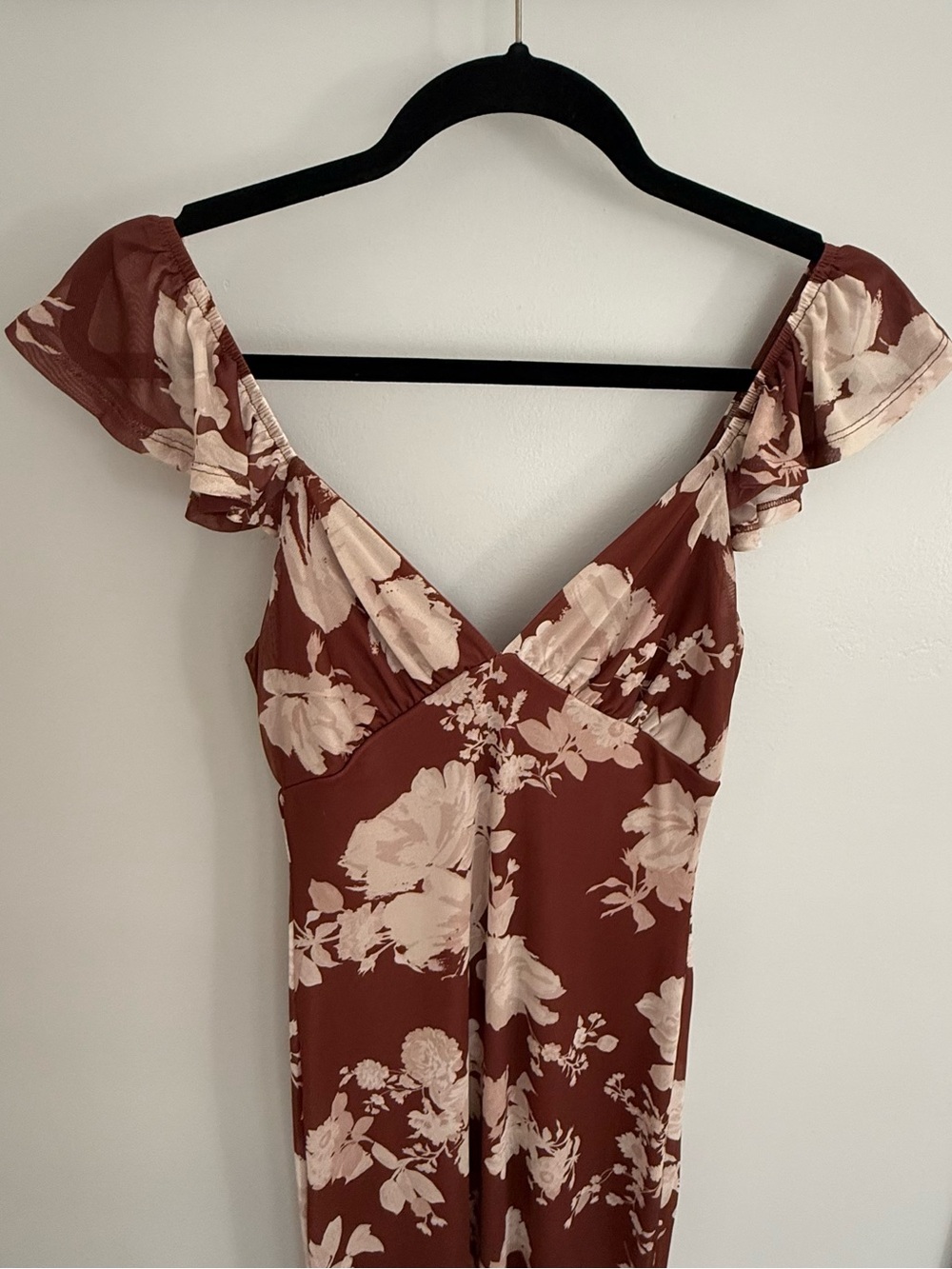 Altar'd State Floral Maxi Dress in Rust and Cream
